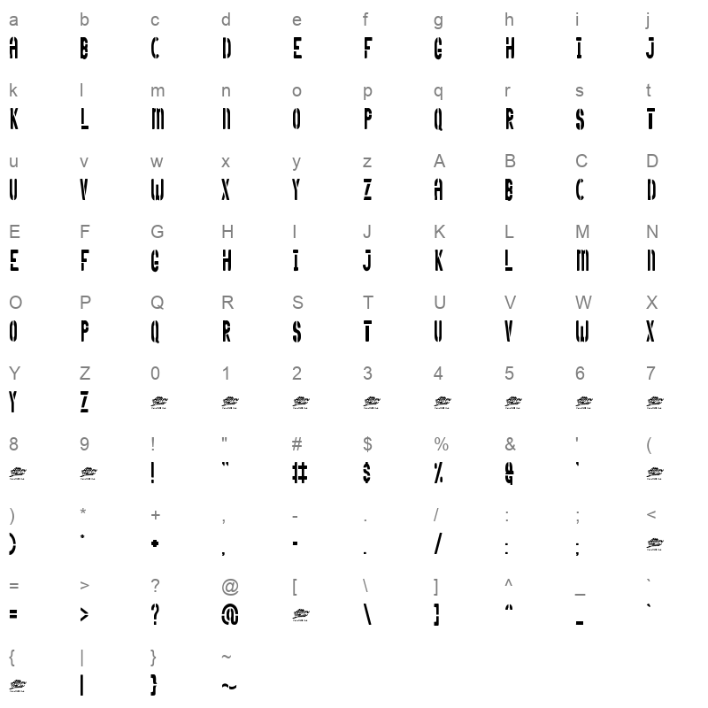 Orange Baroon Display Character Map