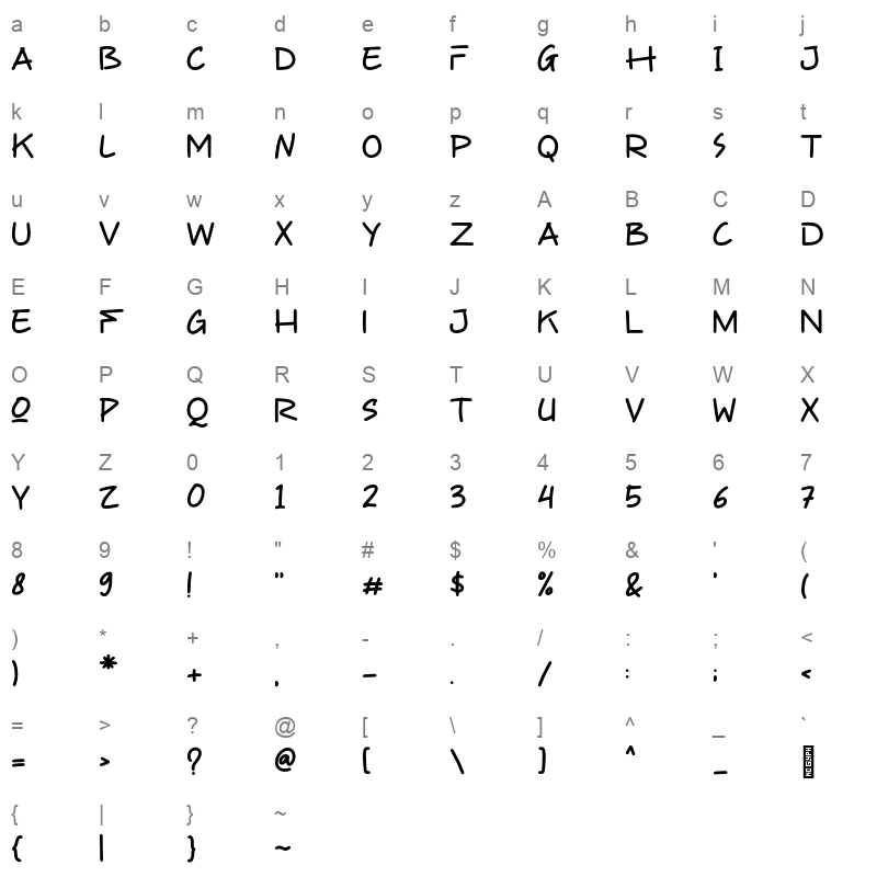 Parekraf Regular Character Map