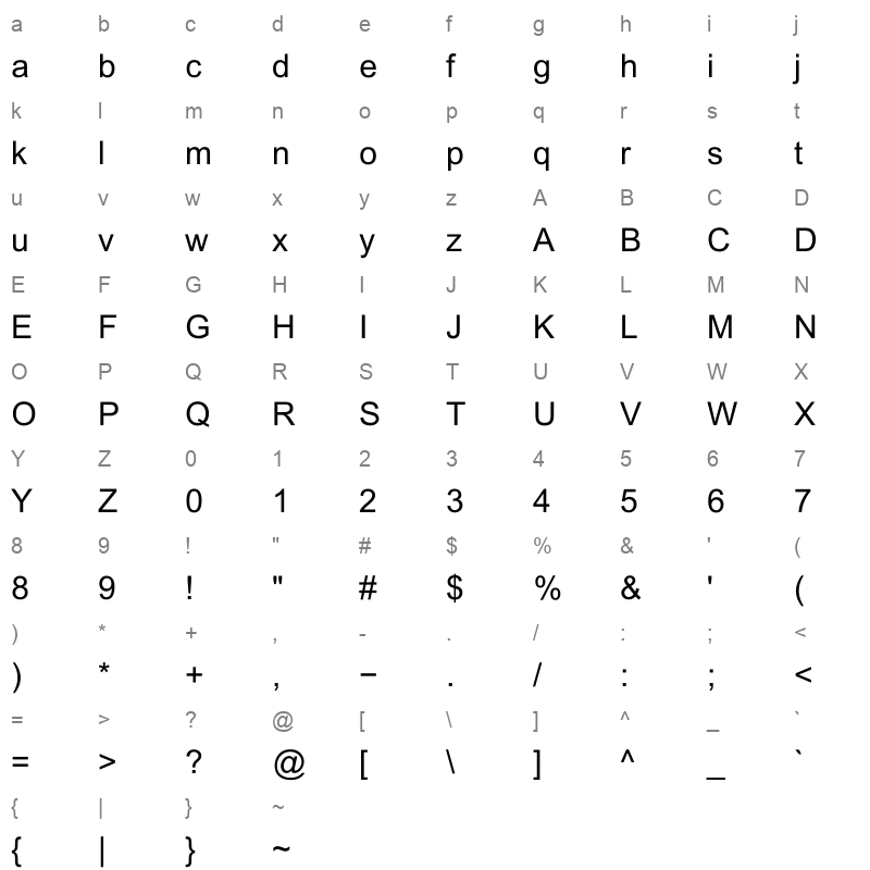 PDMS Bukhari Regular Character Map