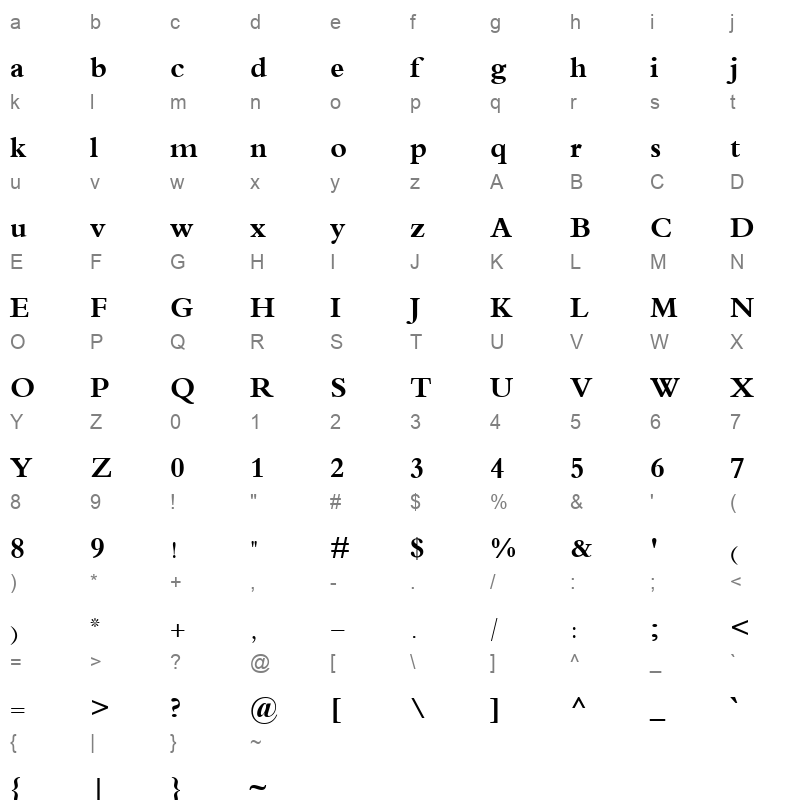 PDMS IslamicFont Bold Character Map