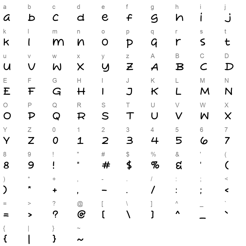 Pisang Lagi OTF Character Map