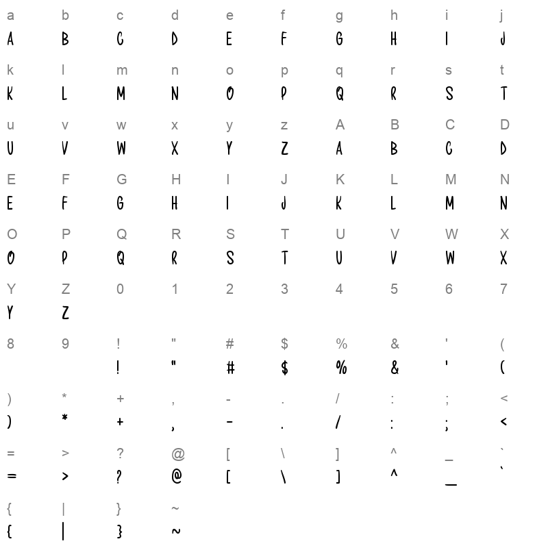 Pleasing Moment Character Map
