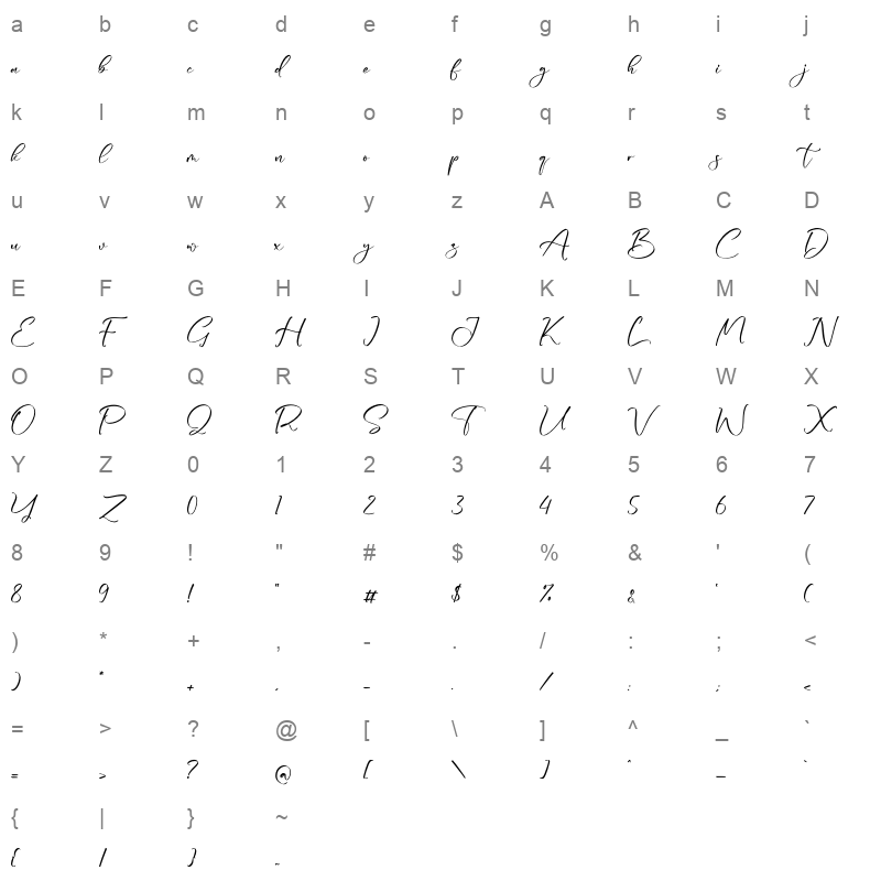 Qorytona Character Map