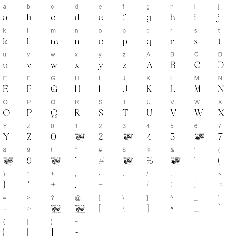 Quastro Character Map