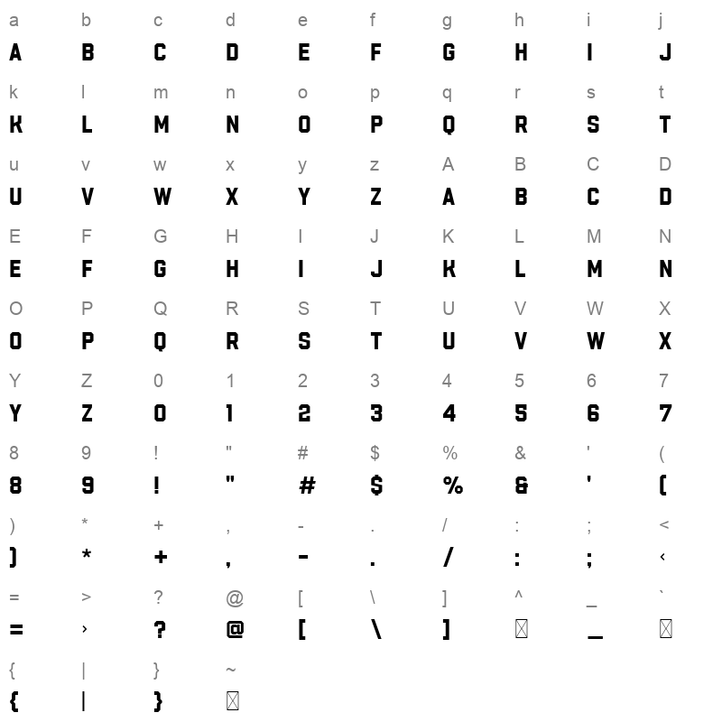 Radley Sans Character Map
