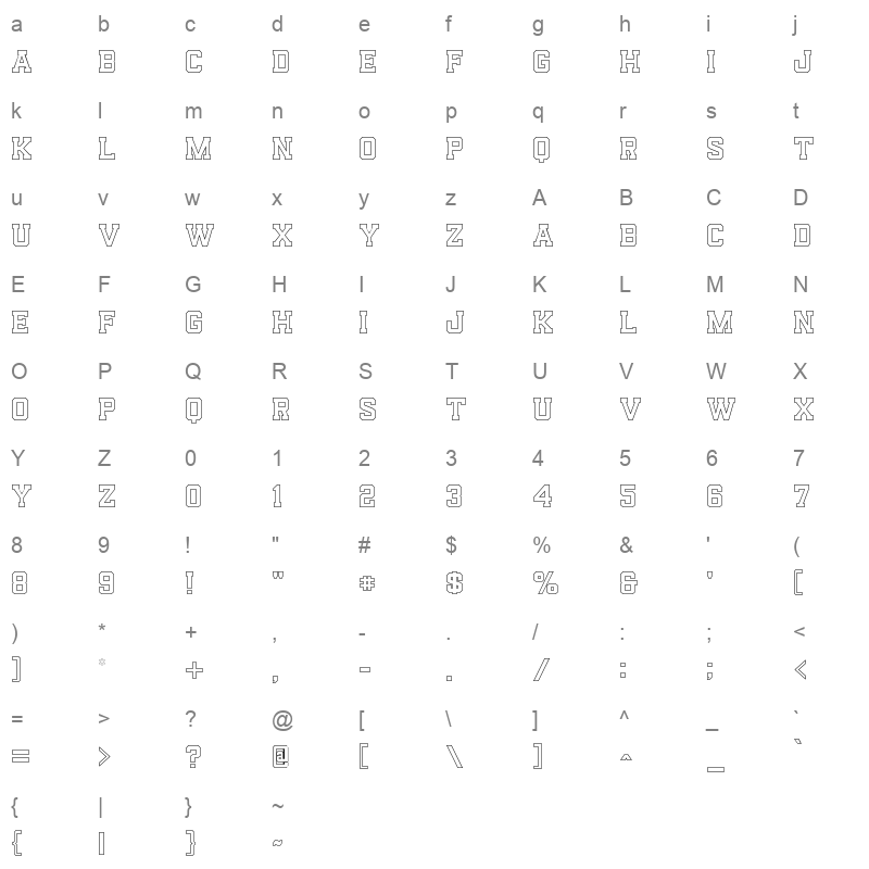 Reach Outline Character Map