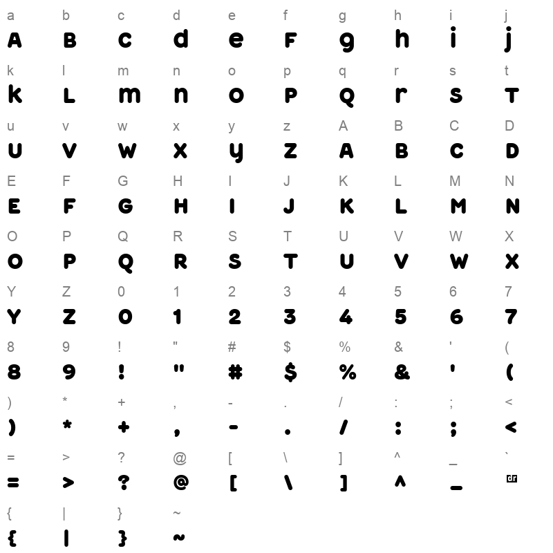 ReImagine UA Malevich Bold Character Map