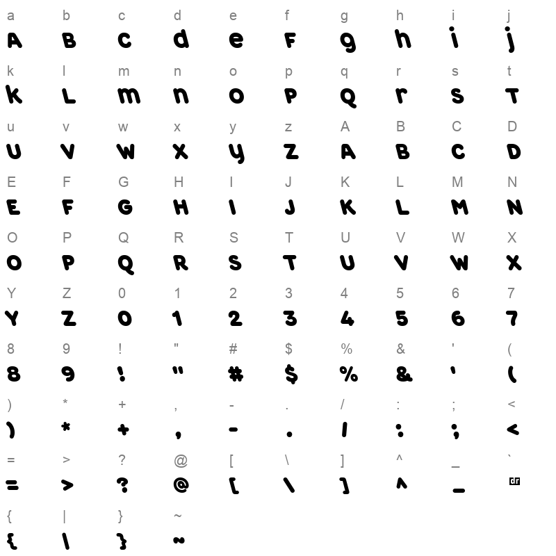 ReImagineUAMalevich BoldSlant 15 Character Map