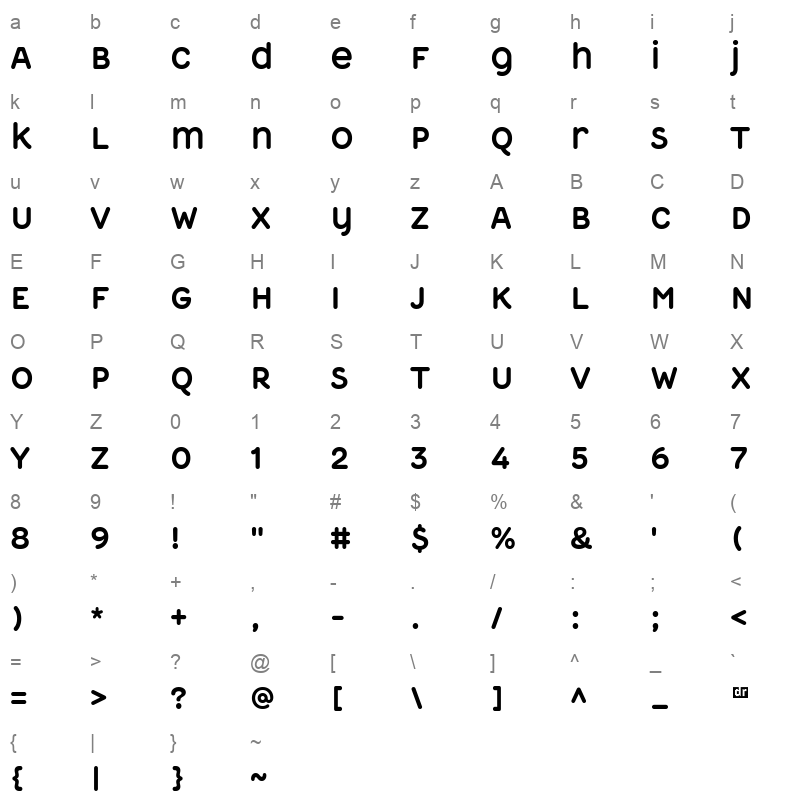 ReImagineUAMalevich Medium Character Map
