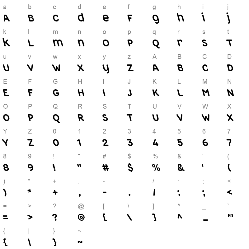 ReImagineUAMalevich MediumSlant 15 Character Map
