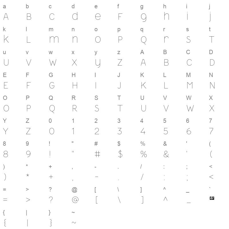 ReImagineUAMalevich Thin Character Map