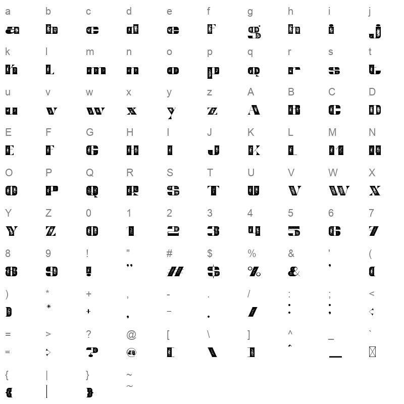 ReskeWuite Stamp Character Map