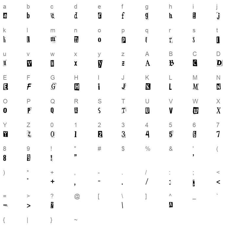 Retroma Vibes otf Character Map