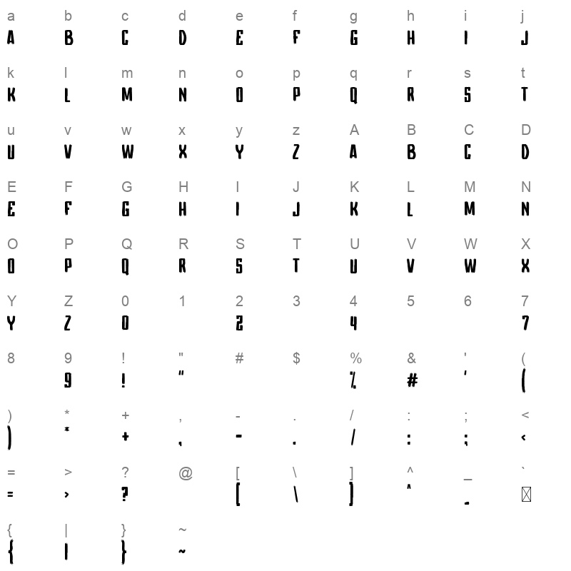 Rispek TTF Character Map