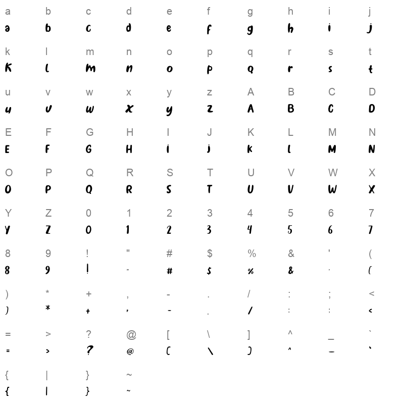 Sakamoto OTF Character Map