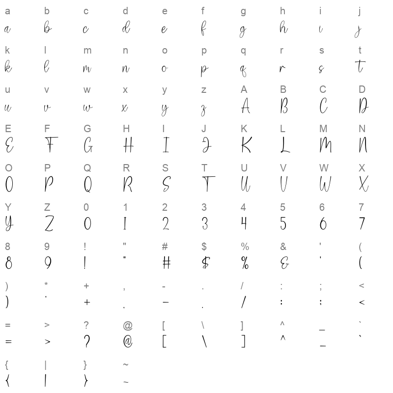 Salsabila Character Map