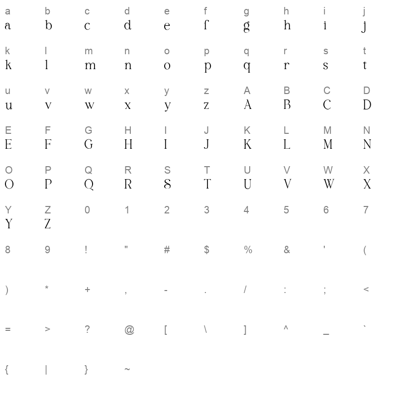 Salsify Character Map