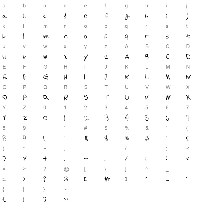 SangSangShinb7 Regular Character Map