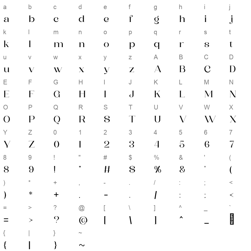 Saylist Regular Character Map