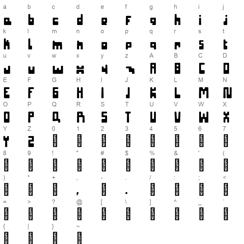 SeaweedExtended Regular Character Map