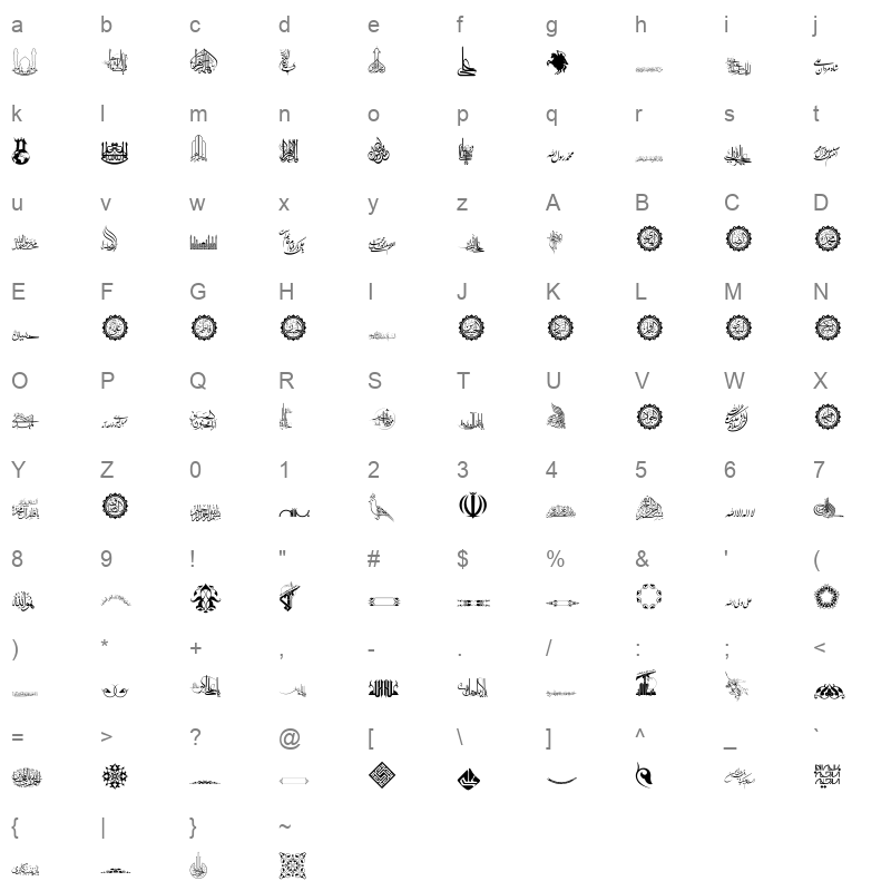 Shia Regular Character Map