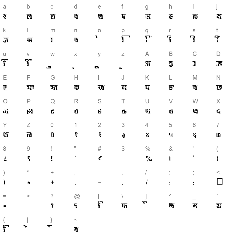 SHREE DEV 2423 Regular Character Map