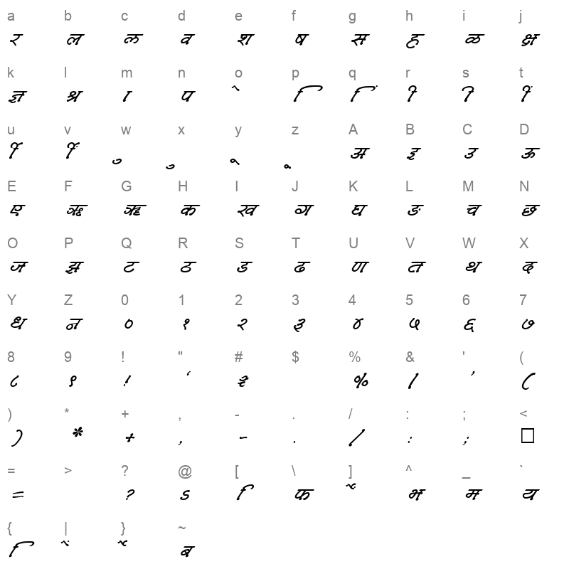 SHREE DEV 3521 Regular Character Map