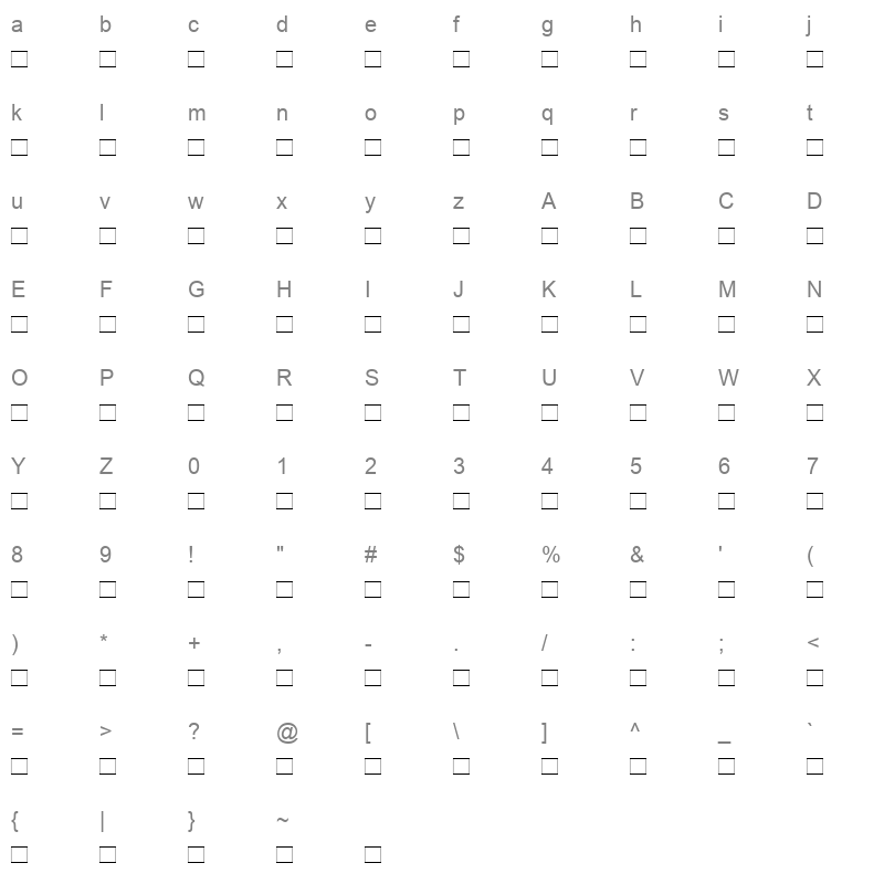 Siddiqua Regular Character Map