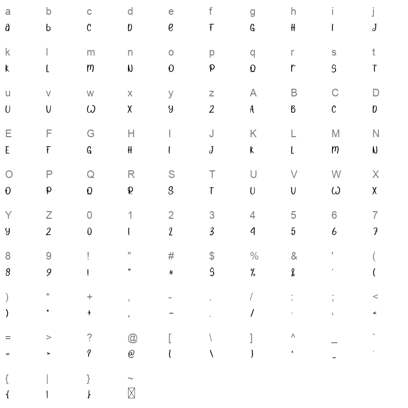 Simple Home otf Character Map