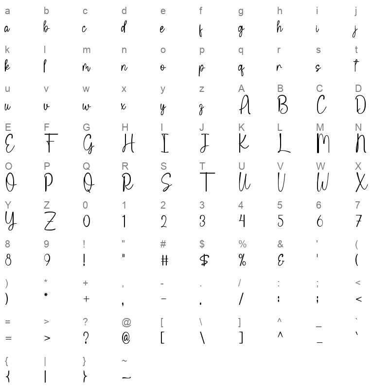 SimpleFarmhouse TTF Character Map