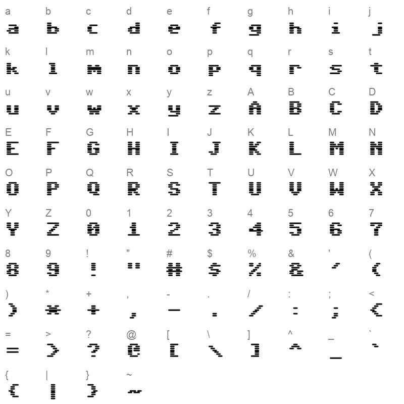 Sixty four Regular Variable Font BLED,SCAN Character Map
