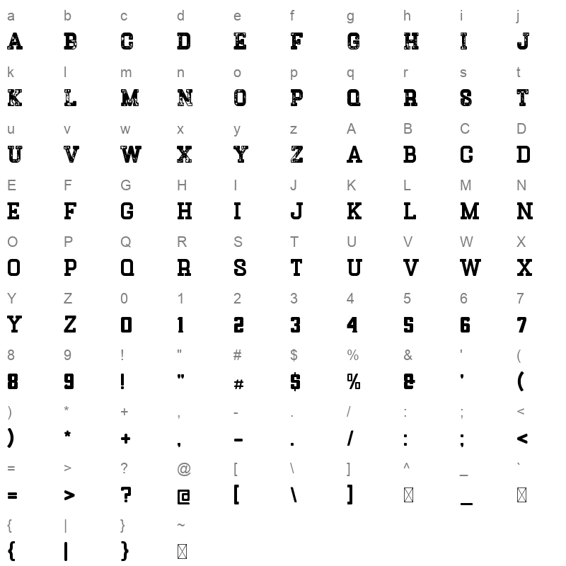 Slab Soldier Character Map