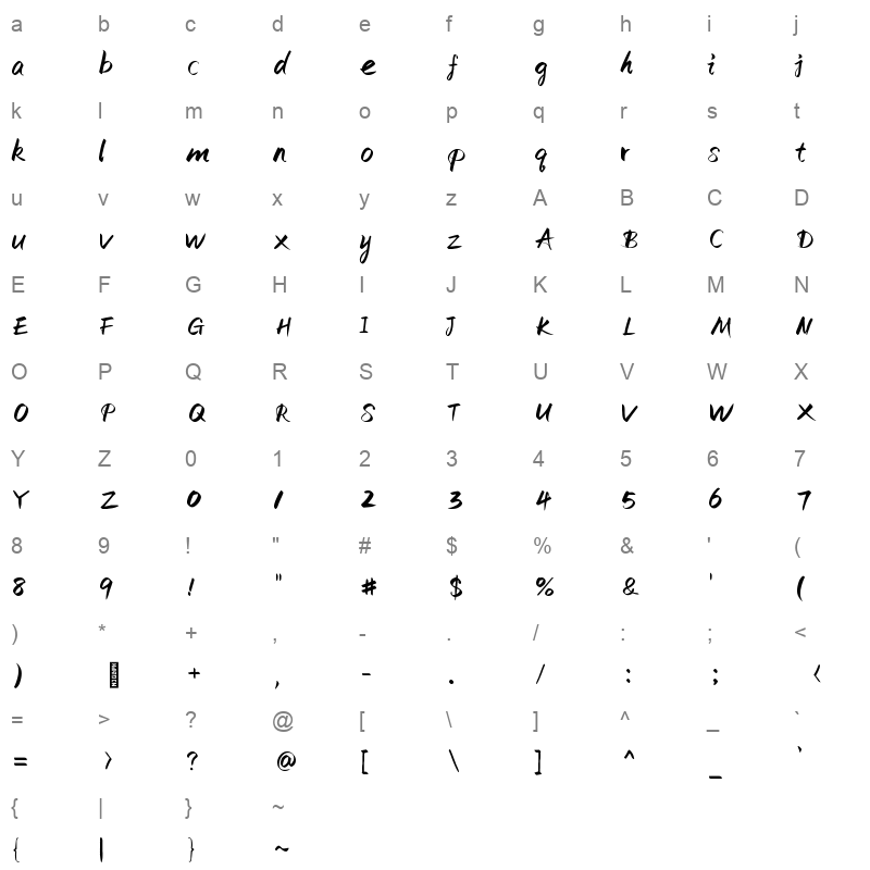 Slidexiaxing Regular Character Map