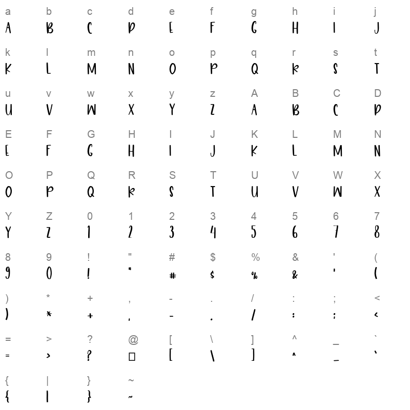 Smart Pumkin otf Character Map