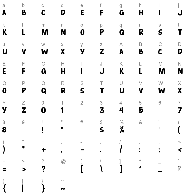 Something Straight Character Map