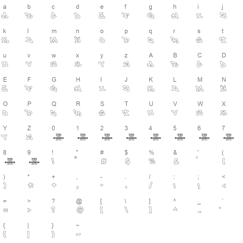 Spartical Graffiti Line Character Map