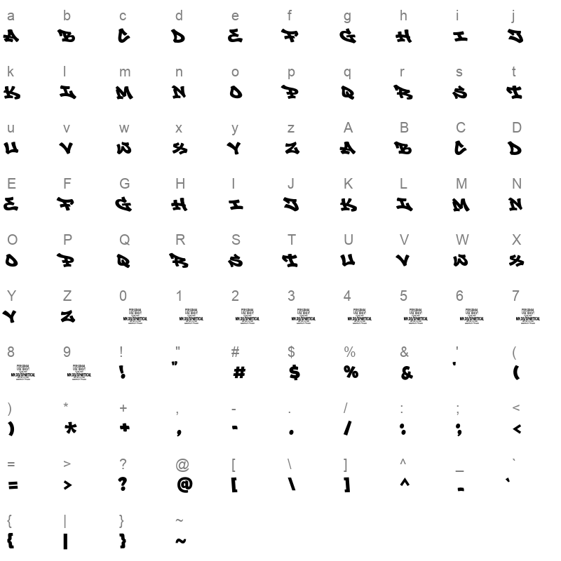 Spartical Graffiti Character Map