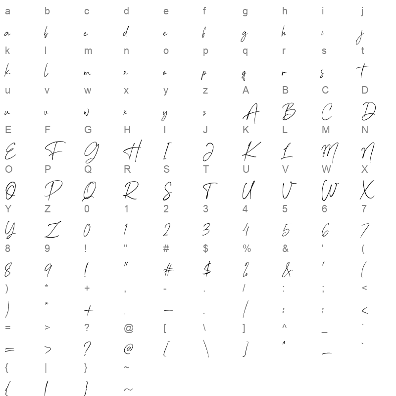 Spring field WOFF2 Character Map