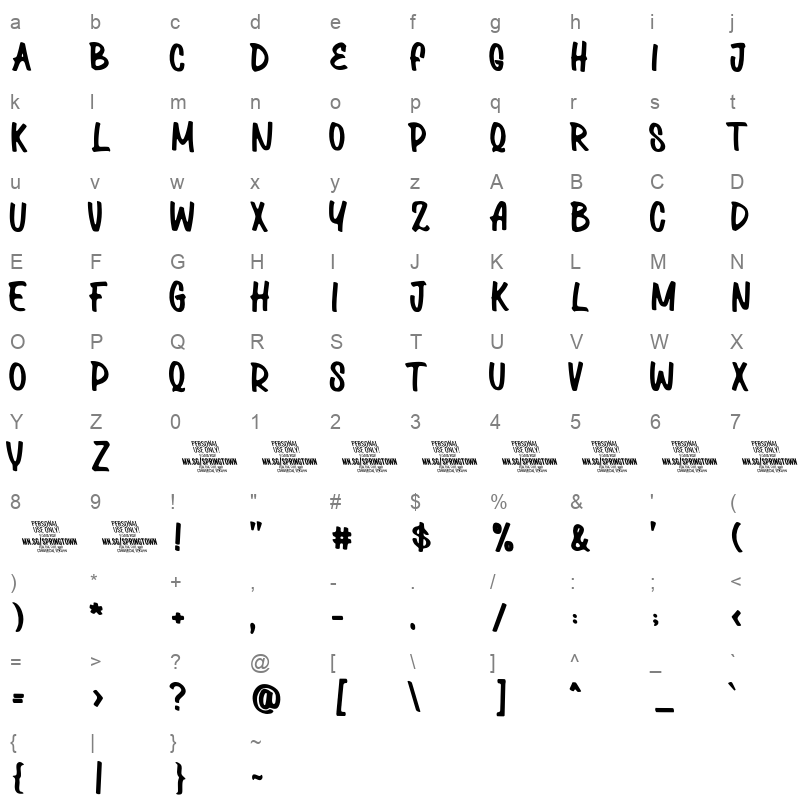 Spring town Upright Character Map