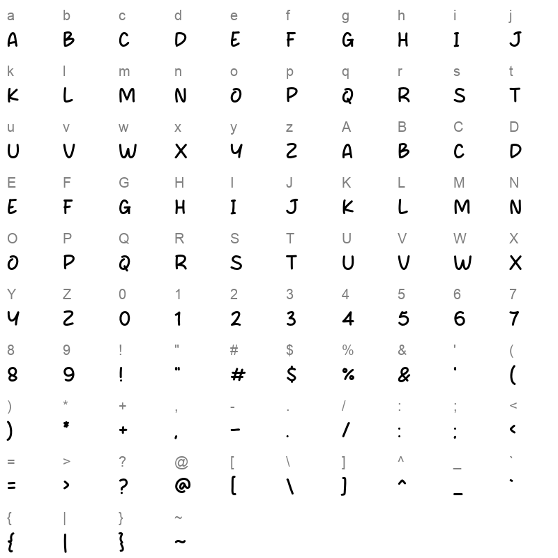 Squeal Oval Character Map
