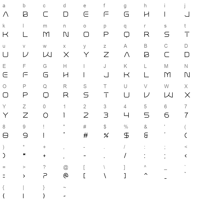 Stange Regular Character Map