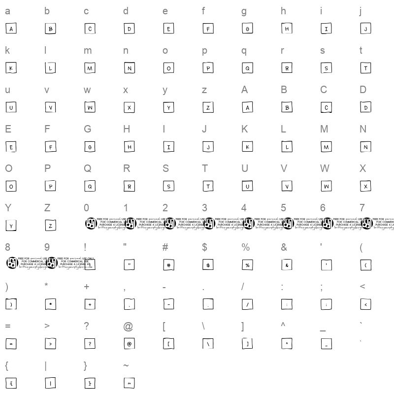 Sticky Memos Plain Character Map