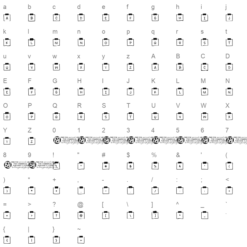 Sticky Memos Two Character Map