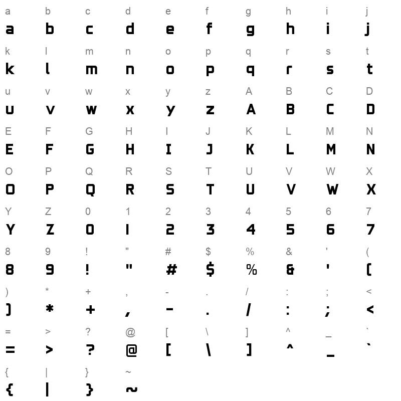 stonard Character Map