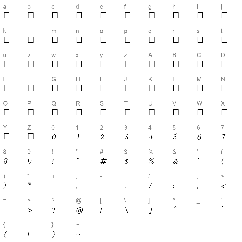 SUNDARAM 0810 Regular Character Map