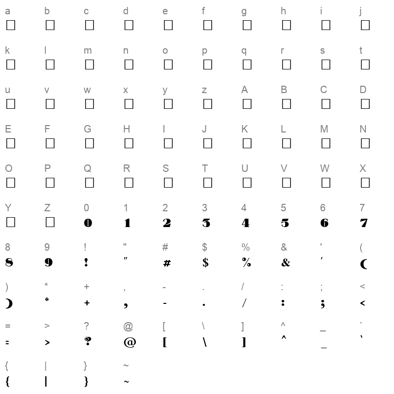 SUNDARAM 0819 Regular Character Map