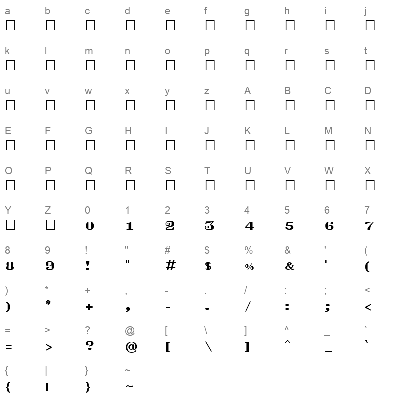 SUNDARAM 0823 Regular Character Map
