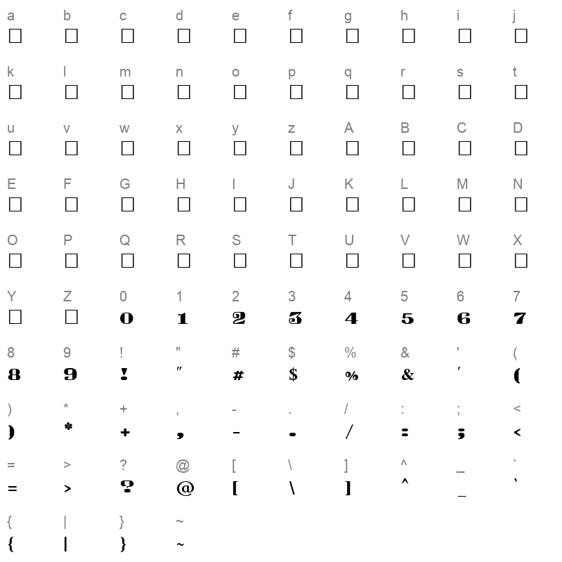 SUNDARAM 0824 Regular Character Map