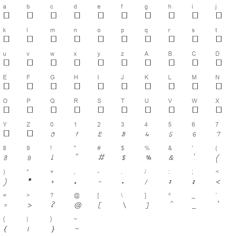 SUNDARAM 1341 Regular Character Map