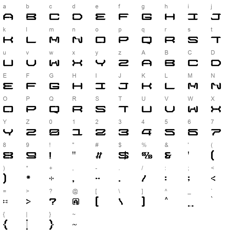 Super Car ExpML Character Map